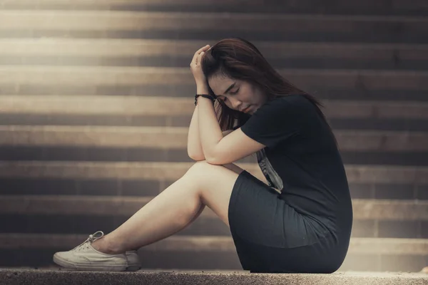 Asian woman sad from love,She worry because stress from boyfriend,Heartbreak woman concept