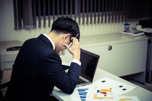 Close Stress Asian Businessman Fail Work Thailand People Success Business — Stock Photo, Image