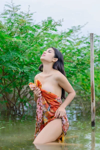 Ritratto Sexy Asiatica Lato Fiume Donna Thailandia Persone Paese — Foto Stock