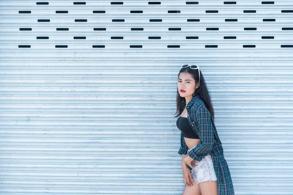Retrato Bela Mulher Asiática Hipsters Menina Para Tirar Uma Foto — Fotografia de Stock