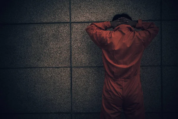 Asian Man Prison Uniform Prisoner Concept — Stock Photo, Image