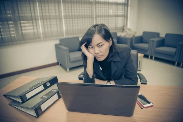 Business woman stress from boss,Secretary has a hard work,Thailand people,Worker no have ideas for work