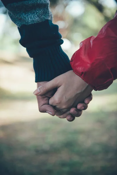 Closeup of loving couple holding hands vintage style,happy valentines day