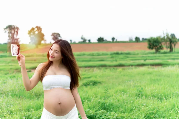 Schwangere Auf Gras — Stockfoto
