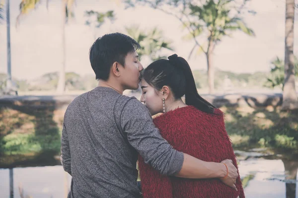 stock image picture couple of Asian on valentines day on vintage style