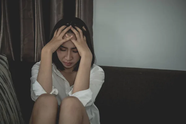 Ázsiai Szomorú Szerelemtől Aggódik Mert Stressz Barátja Heartbreak Koncepció Thaiföld — Stock Fotó