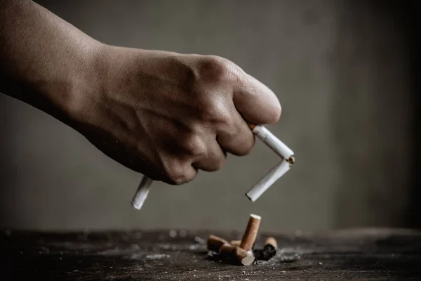 World Tobacco Day Close Hand Put Out Cigarette Smoking Concept — Stock Photo, Image