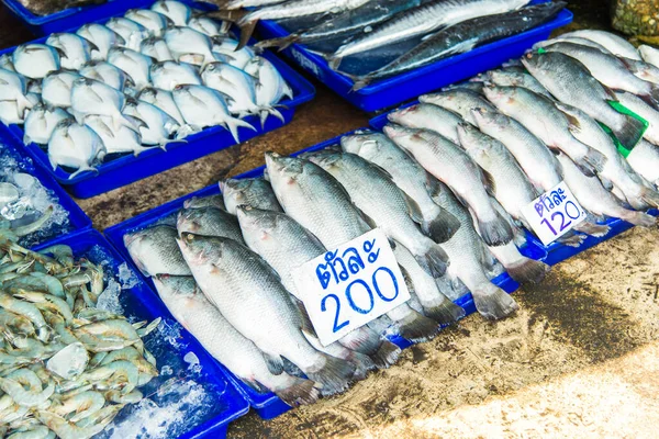 Zbliżenie Rynku Azjatyckiego Produktami Morskimi — Zdjęcie stockowe