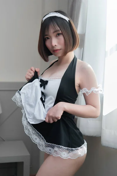 Portret Van Mooie Aziatische Sexy Vrouw Slaapkamer Thailand — Stockfoto