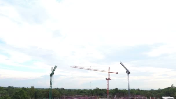 Site Bâtiment Construction Avec Beau Ciel Grues Travail — Video