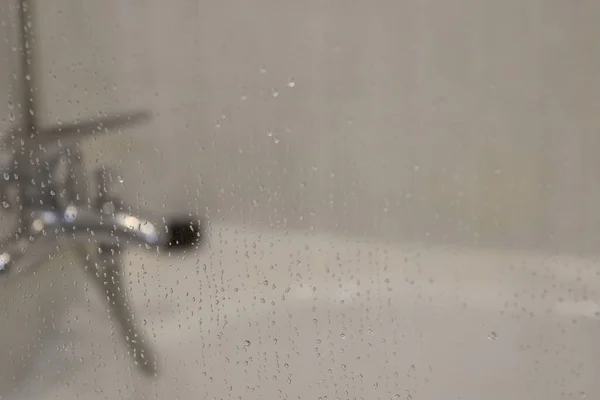 glass shower screen with water drops