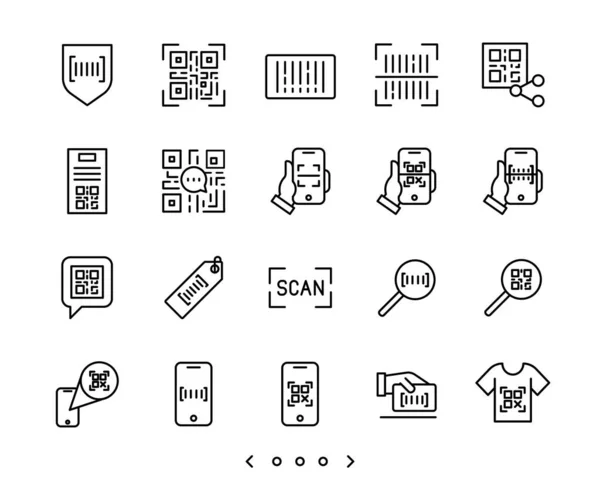Ícones Linha Varredura Código Barras Código Conjunto Vetor — Vetor de Stock