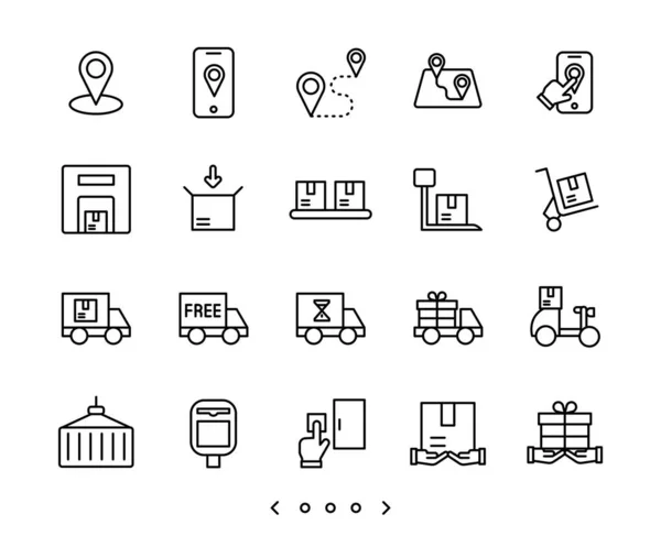 Вектор Иконок Линии Доставки Доставки — стоковый вектор