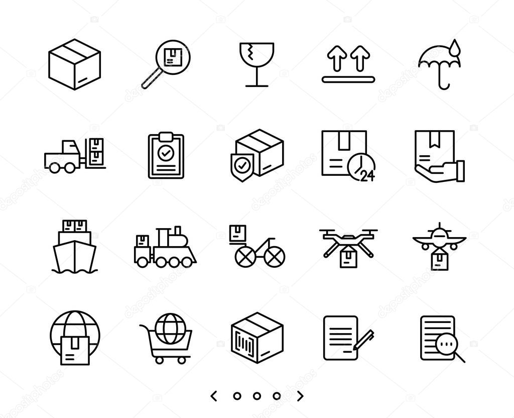 Shipping service and Delivery line icons vector