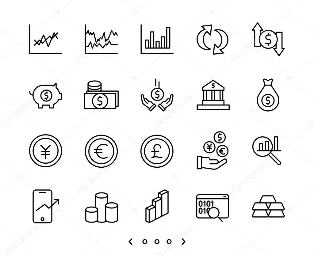 Business and money line icon set vector