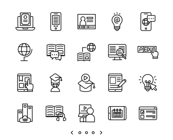 Iconos Línea Educación Línea Learning Set Vector — Vector de stock