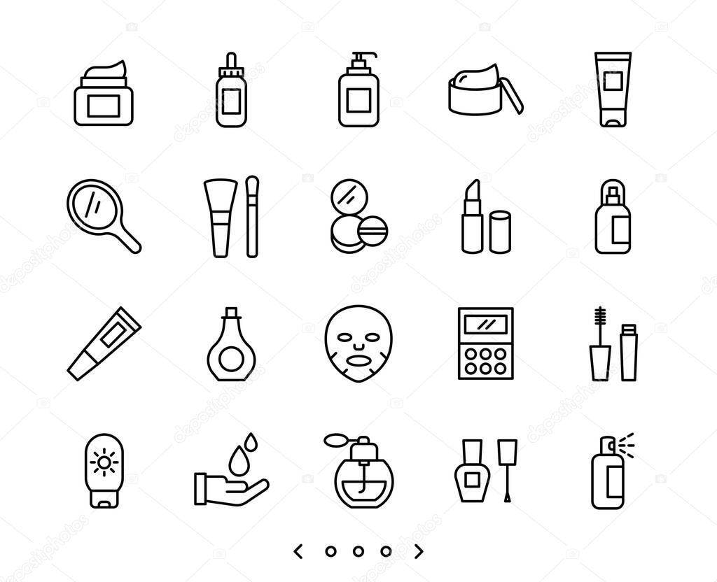 Cosmetic and Skin care line icon set vector