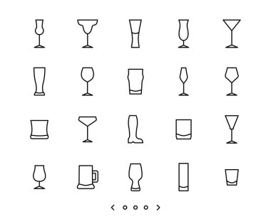 Cam çizgi simgeleri vektörü ayarla