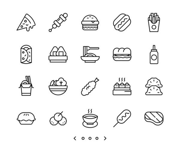 Línea Alimentos Icono Conjunto Vector — Archivo Imágenes Vectoriales