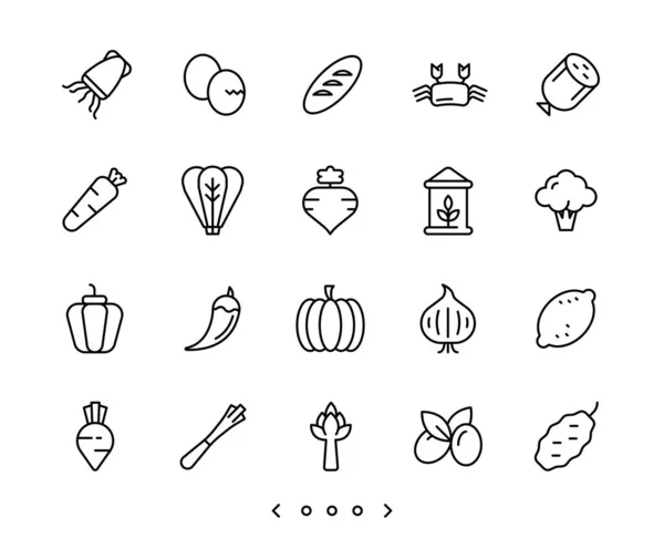 Food Vegetable Line Icons Set Vector — Stock Vector