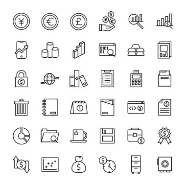 iş ve web 36 satır simgesi vektörü