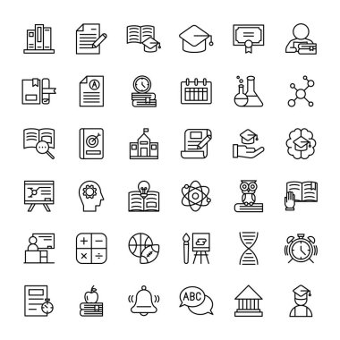 Eğitim ve okul 36 ana hatları simge vektörü