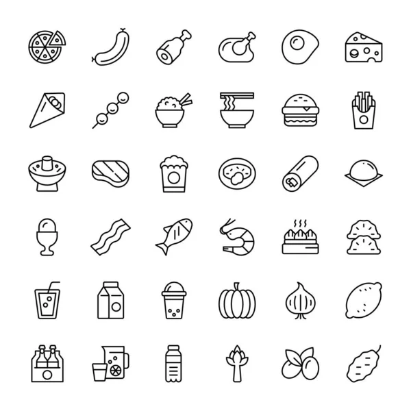 Food Beverage Line Icons Vector — Stock Vector