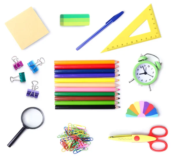 School Supplies Isolated White Office Items — Stock Photo, Image