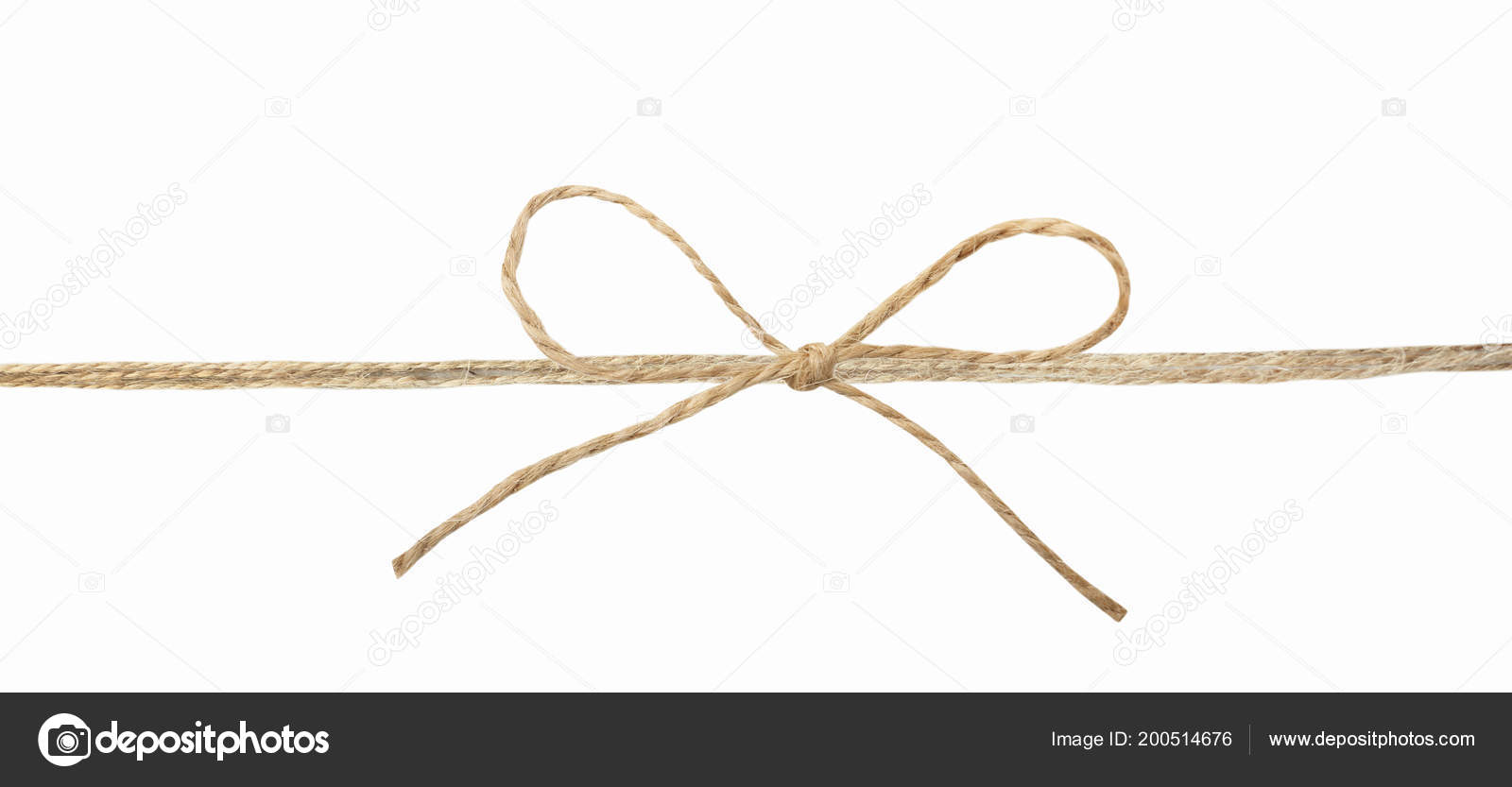 Twine Rope With Bow Collage Isolated Stock Photo - Download Image