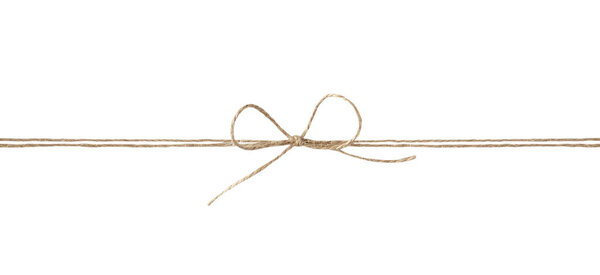 Twine rope ribbon with bow isolated.Packing string.