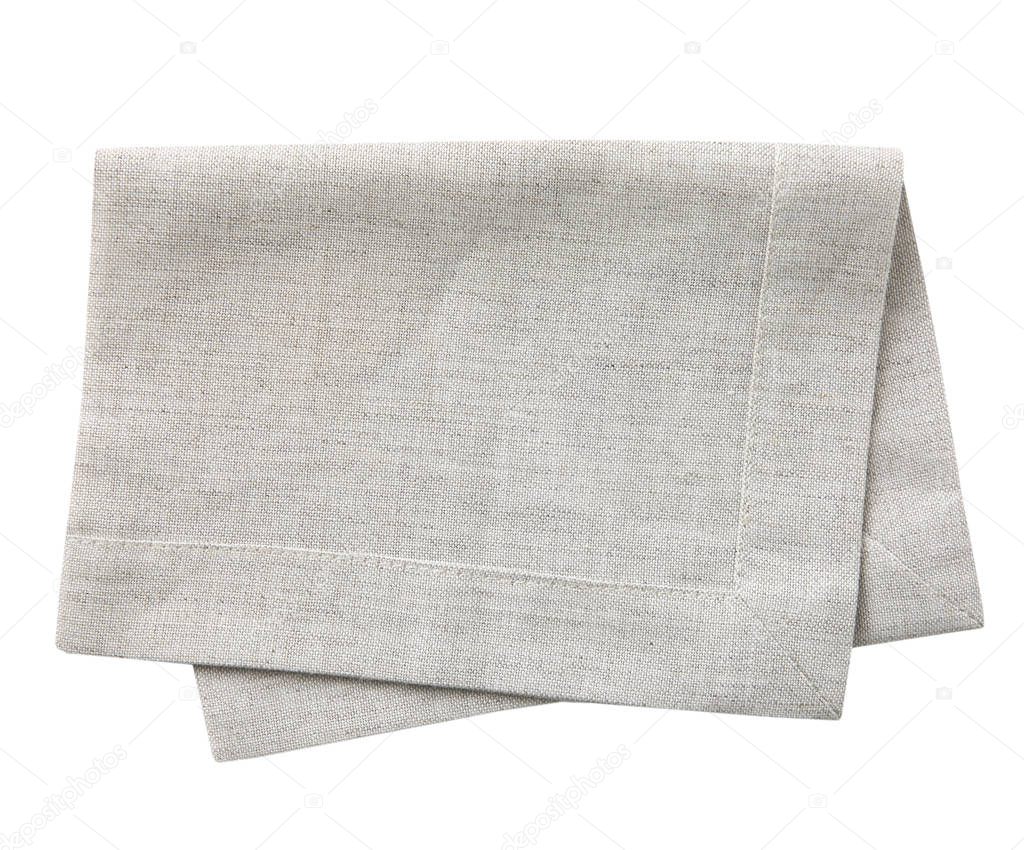 Grey kitchen towel isolated on white.