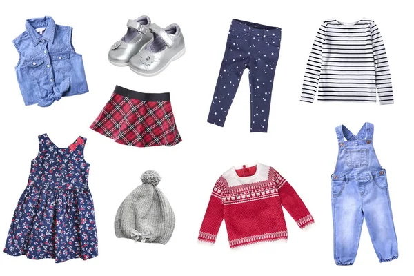 Kinder Baumwolle Jeanskleidung Isoliert Mode Bekleidung — Stockfoto
