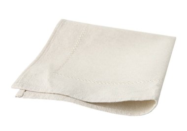 Beige napkin folded cloth isolated.Kitchen towel. clipart