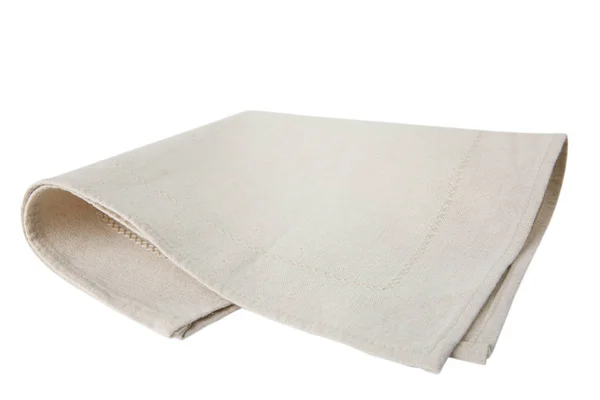 Serviette Pliée Beige Cuisine Isolée Vaisselle Toile Jute — Photo