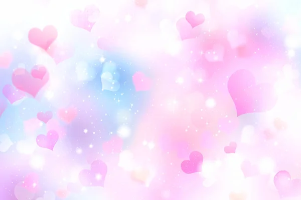 Valentine Day Blurred Hearts Light Background Romantic Backdrop — Stock Photo, Image