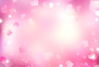 Sevgililer günü kalpleri pembe bokeh arka plan bulanık. Romantik zemin.