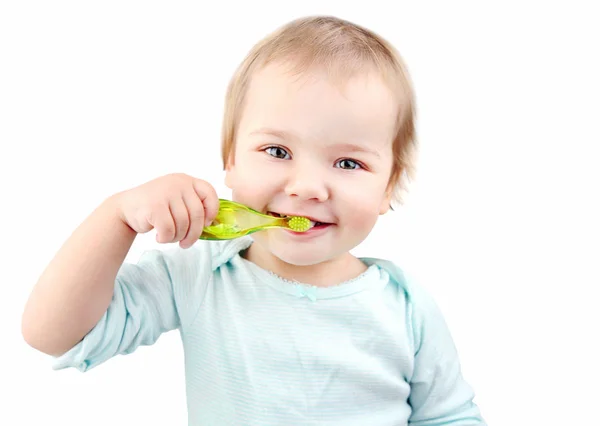 Baby Barn Borsta Tänderna Isoalted Vitt Snålt Med Tandborste — Stockfoto
