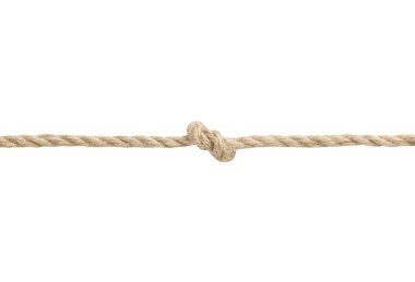 Halat izole düğüm ile sicim. Beyaz üzerine jüt iplik.