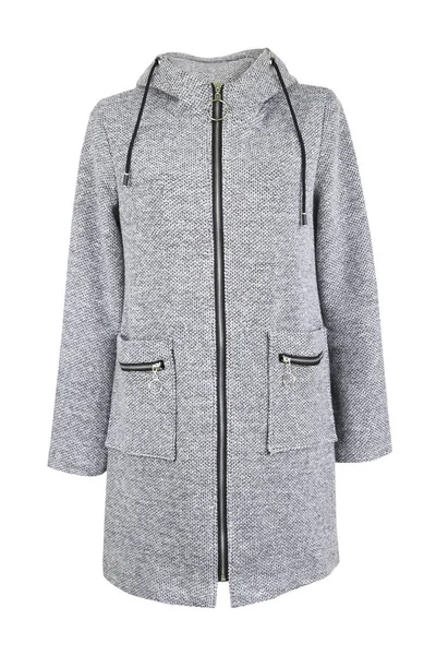 Grå textil casual women's coat isolerade. — Stockfoto