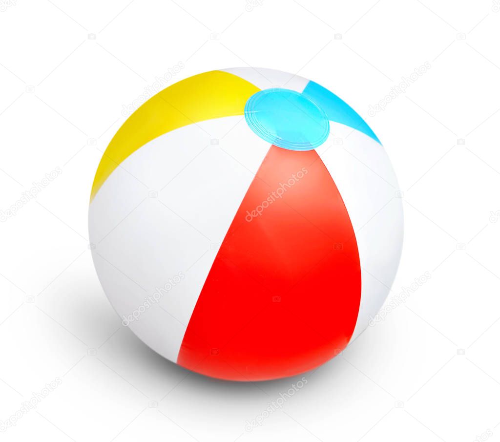 Summer beach plastic ball isolated with shadow.