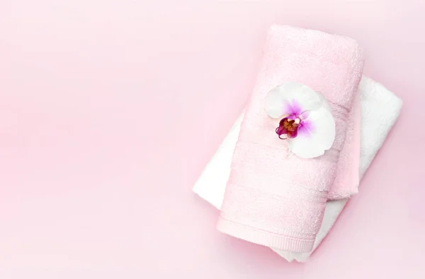 Pozadí zásobníku ručníky zobrazit prázdné místo. — Stock fotografie