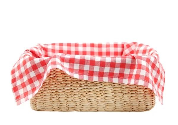 Mand met picknick rode doek geïsoleerd. — Stockfoto