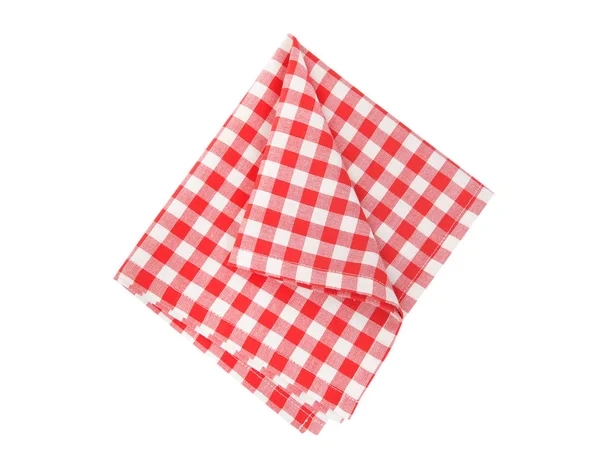 Picnic cloth folded isolated.Checkered napkin. — ストック写真