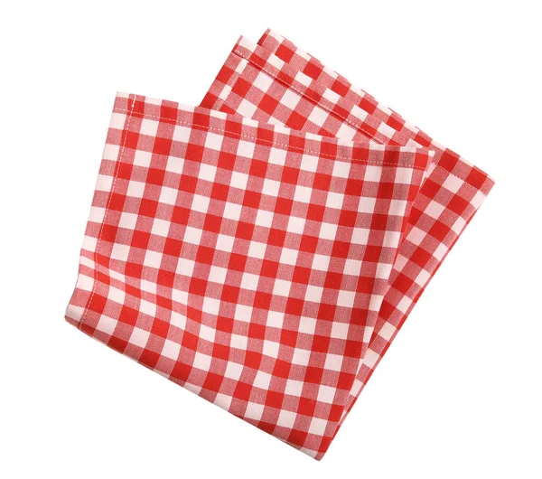 Röd Picknick Rutig Vikt Handduk Isolerad Vit Mat Dekoration Element — Stockfoto