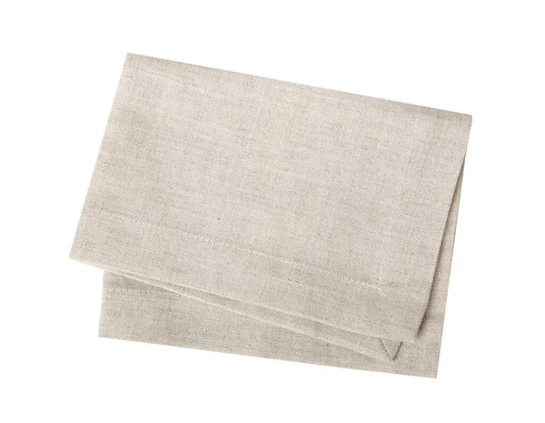 Kitchen Towel Isolated White Folded Beige Cloth Tablecloth — Stock Photo, Image