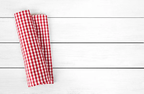Picnic Merah Checkered Handuk Meja Kayu Top View Food Iklan — Stok Foto