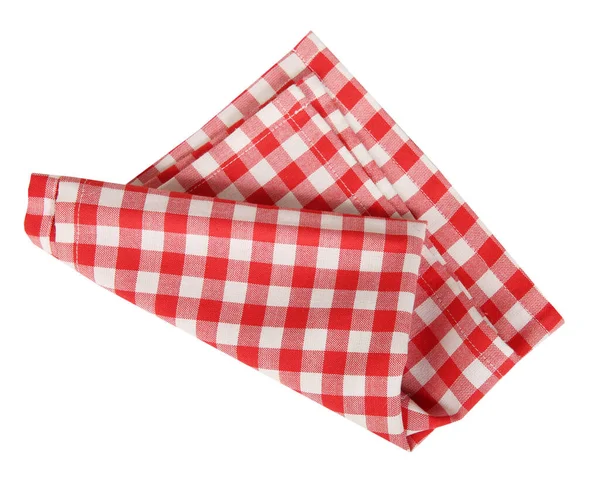 Red Picnic Checkered Folded Towel Isolated White Food Decoration Element — Stock Photo, Image