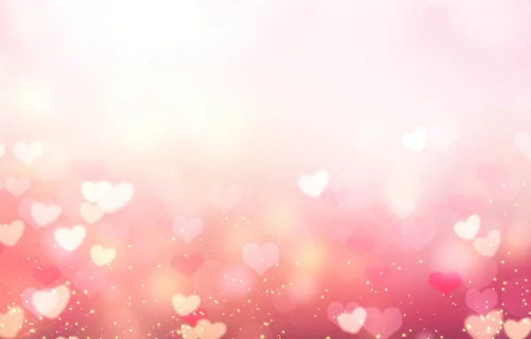 Valentine Bokeh Bulanık Kalpler Arka Plan Soyut Romantik Arkaplan Boş — Stok fotoğraf