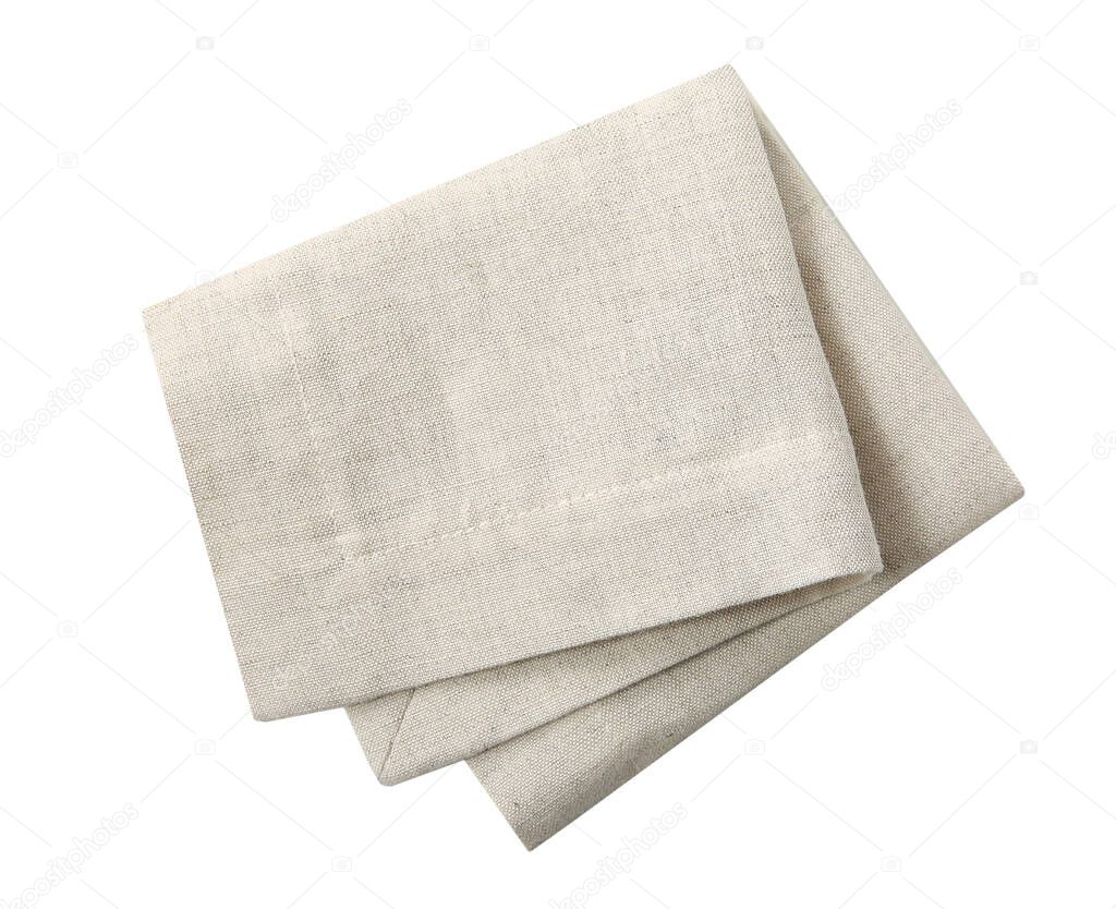 Folded kitchen towel isolated.Dishcloth on white background.Food decoration element.