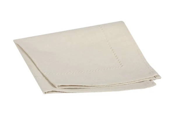 折叠米黄色平底布隔离 食品装饰餐巾 桌布物件 — 图库照片